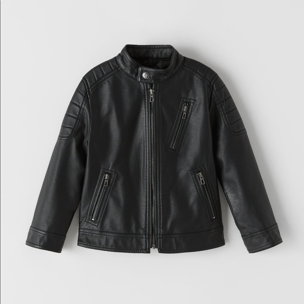 ZARA BOY’S FAUX LEATHER BIKER JACKET SIZE 6